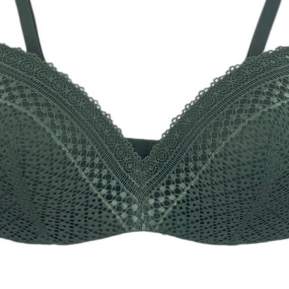 Maidenform Lace & Smooth Bra Womens 34B Green Adjustable Straps - Picture 6 of 7